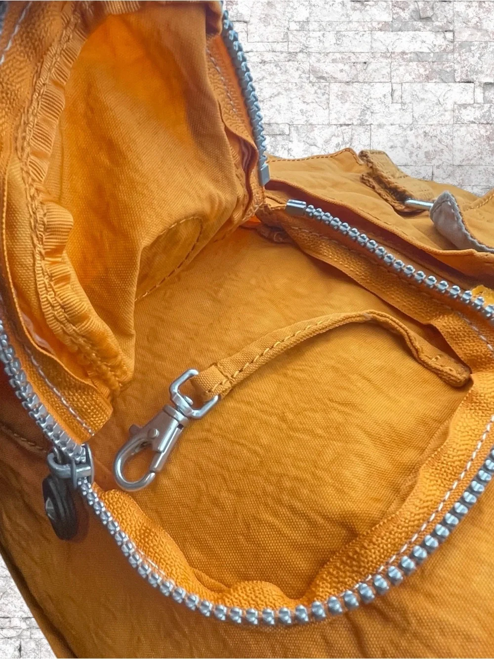 Kipling Vintage Crinkle Nylon Cargo Drawstring Mini Backpack – Orange
